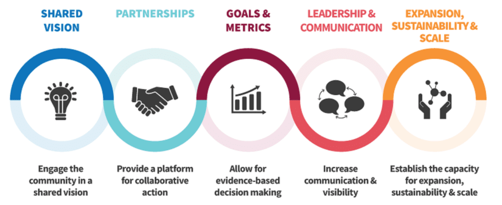 Graphic representing the Five Elements of Collaborative Infrastructure 