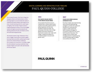 First page of digital learning infrastructure timeline for Paul Quinn College
